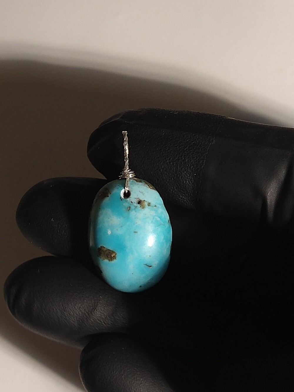 Natural Turquoise Cabochon Sterling Silver Pendant